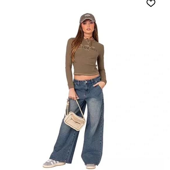 Edikted supper baggy wide leg denim jeans - Picture 1 of 15